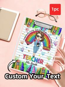 Quadro branco personalizado para professores (1-2 unidades), com nome do professor, material escolar e decoração de sala de aula para as festas de fim de ano, disponível em 3 tamanhos, presente ideal para professores iniciantes e veteranos, alunos e pais, especialmente indicado para o período de volta às aulas. - Multicolorido - Ver 22