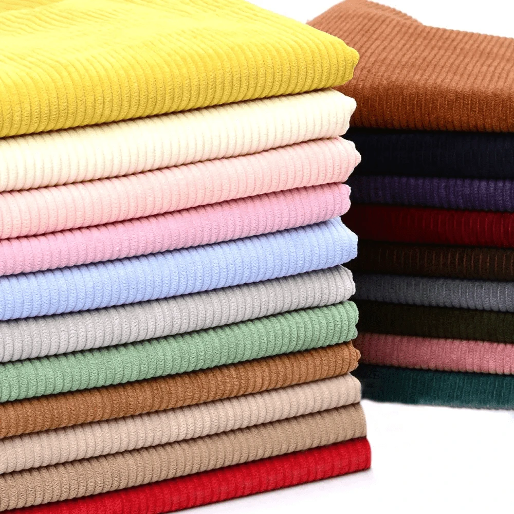 1.5m (50*155cm)Width Corduroy Fabric Solid Color Stripe For Sewing Apparel Overcoat Skirt Pillow Bed Sheet Cover Cloth Lining Home Textile - Multicolor - View 1