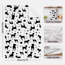 2pcs Simple Black & White Pitbull Holding Spoon Pattern Kitchen Towels, Soft Polyester Material Dish Cloths, Suitable For Kitchen Decor, Cleaning, Holiday Party Decoration, Kitchen & Bathroom Essentials, Home Decor, Housewarming Gift - Multicolor - View 4