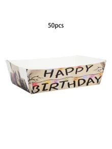 10个/30个/50个复古恐怖小屋纸质零食托盘，怪诞乡村字母餐具套装，彩色食物新鲜薯条船形托盘餐盘，派对装饰，生日派对用品 - 彩色 - 查看 8