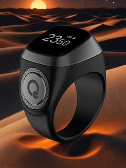 1 pièce Bague électronique de haute qualité pour chapelet (22 mm) - Compteur de doigts intelligent avec rappel d'alarme, convient pour la prière musulmane islamique et les activités de plein air