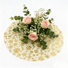 60pcs/120pcs Star And Cute Footprint Pattern, Gold Foil Round Disposable Placemats, Suitable For Wedding Celebration, Birthday Party, Graduation Ceremony, Holiday Home Decor, Indoor And Outdoor Dining, Tabletop Protection, Kitchen Dining Table Decor, Holiday Decoration, Tableware Accessories - Gold - View 8
