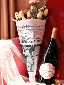 1/3/5 定制照片报纸 - 伴娘/花童个性化求婚海报，可定制黑白照片报纸，是婚礼邀请函和情人节花束包装的理想之选，优雅的婚礼派对纸质装饰，浪漫的情人节礼物（送给情侣/闺蜜），经典报纸风格订婚装饰 - 彩色 - 查看 8