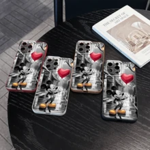 Disney What Mickey Mouse Patterned Phone Case With A Heart Balloon Design What Compatible With IPhone 17 16 15 14 13 12 11 Pro Models With Shockproof Protection It's An Ideal Gift For Family Friends Birthdays Spring Festival Holidays Boyfriends Girlfriends And Valentine's Day - White - View 3