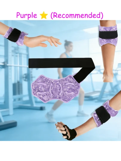 1pc Reusable Ankle Ice Pack, Double-Sided Gel Bead Ice Pack Design, Suitable For Heel, Elastic Strap For Secure Fit, Hot/Cold Therapy Gel Pack, Foot Relaxation, No Battery Required (Sold Individually, Not A Pair)