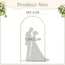 3 Pack Metal Arch Backdrop Stand(7.2FT/6.6FT/6FT), Decorative Balloon Arch Stand, Easy Assembly Gold Wedding Arch, Stable Backdrop Arch Stand For Wedding Ceremony, Birthday Party, Baby Shower - 金色 - 查看 13