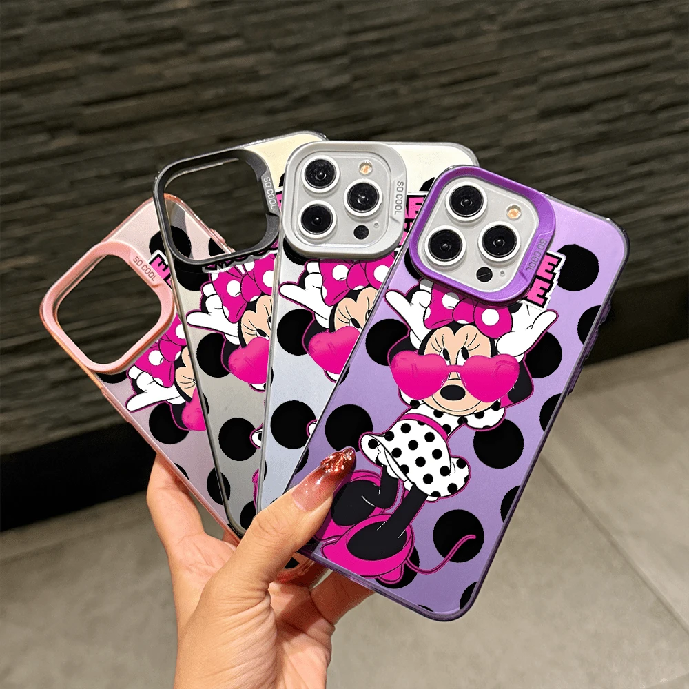 Disney Minnie Mouse Patterned Phone Case Decorated With Oversized Sunglasses And Polka Dots. Compatible With IPhone 17, 16, 15, 14, 13, 12, And 11 Pro Models. Made Of TPU With Shockproof Protection. It's A Perfect Gift For Family, Friends, Birthdays, Spring Festival, Holidays, Boyfriends, Girlfriends, And Valentine's Day. - 粉色 - 查看 1