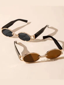 男士复古椭圆形金属时尚眼镜，四季皆宜，时尚百搭，适合日常佩戴、驾驶、度假、情人节礼物 - 彩色 - 查看 4