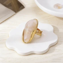 Anillo de resina, diseño único de ámbar, anillo abierto de moda y personalizado, joyería de acero inoxidable - anillo de resina - Ver 8