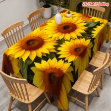 1/20pcs Sunflower Pattern Tablecloth, Made Of Polyester Fabric, Woven, Bright Yellow Design, Suitable For Picnics, Camping, Weddings, Birthdays, Buffets And Spring Home Decor - Multicolor - View 2