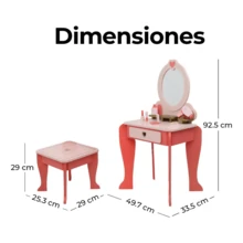Tocador De Madera Para Niñas Juego De Maquillaje Vanity Set - Blanco - Ver 7