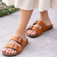 Unisex Adjustable  Sandal, Plain, Casual - Lạc đà - Xem 4