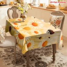 1/20pcs Tablecloth Set, Daisy And Bee Pattern, Spring Theme, Made Of Polyester Fabric, Woven, Suitable For Picnic, Camping, Wedding, Birthday, Buffet, Home Decor - Multicolor - View 14