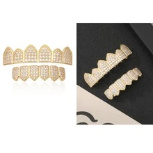 1pc/2pcs Grillz Hip-Hop 18K Gold Plated Grillz GRILLS Teeth Gold Tooth For Halloween, Party & Gift Unisex