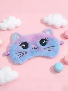 1pc/4pcs Kids Comfortable Blackout Cute Cartoon Plush Cat Sleep Mask, Silky Soft, Sleep Aid, Suitable For Daily Comfortable Sleep, Gift Giving - Multicolor - View 6