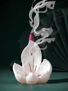Lư hương hình hoa sen thủ công - Lý tưởng để đốt trầm hương và các loại hương truyền thống - Món quà hoàn hảo cho Ngày của Mẹ, đám cưới và lễ Eid Al-Adha - Mang đến nét sang trọng và thanh bình cho những ngôi nhà Trung Đông (Kích thước hơi nhỏ, vui lòng chọn lựa cẩn thận) - Nhiều màu - Xem 3