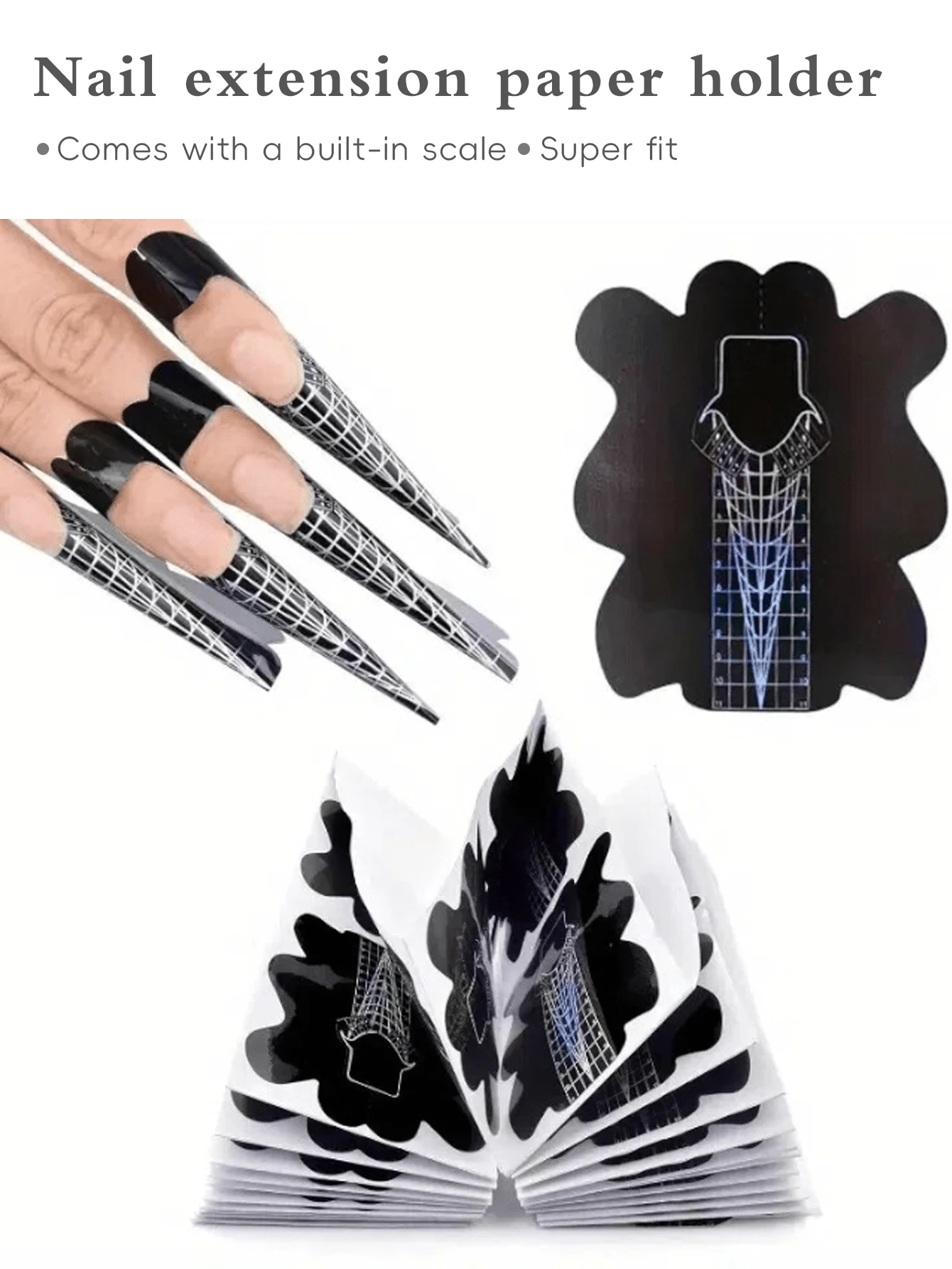 SAUA 100 miếng móng giả vuông màu đen, thích hợp cho móng giả acrylic UV hình chữ C, bộ dụng cụ dán hướng dẫn nối móng, dụng cụ làm móng, dụng cụ làm móng, dụng cụ làm móng cho mùa tựu trường, nghệ thuật làm móng, dụng cụ làm móng, móng giả dán.