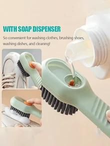 2-In-1 Multi-Function Cleaning Brush/Shoe Brush, 2-In-1 Multi-Function Cleaning Brush With Soap Dispenser, New Upgraded Drawer-Style Shoe Cleaning Brush, Press-Type Cleaning Brush, Long Handle Shoe Brush, Home Decor, Valentine's Day Bathroom Decor - Multicolor - View 7
