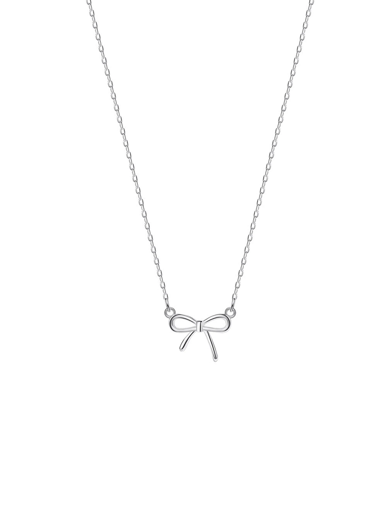 S925 Silver Bowknot Clavicle Chain, Minimalist Niche Design, Girlfriend Birthday Gift, Comes With Elegant Gift Box, Versatile For Commuting