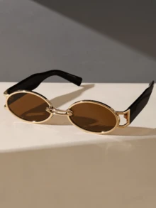 男士复古椭圆形金属时尚眼镜，四季皆宜，时尚百搭，适合日常佩戴、驾驶、度假、情人节礼物 - 彩色 - 查看 8