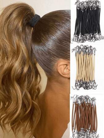 5 Double-Hook Hair Ties, Compliant With National Standards, Suitable For Latin Dance Styling, Leather , Hair Styling Tools, Bun Hooks, Ponytail Hair Ties, Thickened Elastic Hair Hooks, Hair Ties, Ponytail Hair Ropes, Hair Ties, Hair Accessories Head Accessories