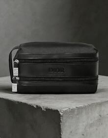 Christian Dior 黑色旅行洗漱包，双拉链封口，豪华化妆品收纳包 - 黑色 - 查看 1