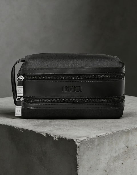 Christian Dior 黑色旅行洗漱包，双拉链封口，豪华化妆品收纳包 - 黑色 - 查看 1