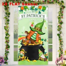 2D PlaneSt. Patrick's Day Door Cover Decorates St. Patrick's Day Happy Door Banner St. Patrick's Day Dwarf Green Clover Banner Doorway Sign Front Door Banner Suitable For St. Patrick's Day Parties Home Decor - 1 Item - View 5