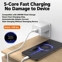 Carregador Super Rápido de 120W, Compatível com Xiaomi, Redmi, Black Shark e outros Telefones e Tablets Tipo-C, Suporta Carregamento Rápido, Também Adequado para Carregamento e Transferência de Dados de Carro, Compatível com iPhone 17, 17 Pro Max, 16, 16 Plus, 16 Pro, 16 Pro Max, Compatível com Redmi, Compatível com Cabo de Viagem OnePlus - Branco - Visão 1