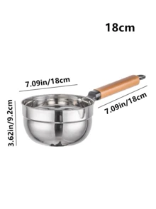 1pc 304 Stainless Steel Water Dipper With Wooden Handle, , Anti-Drop, Large Capacity Ladle For Kitchen, Garden, Commercial Use, 14cm/16cm/18cm - Silver - View 8
