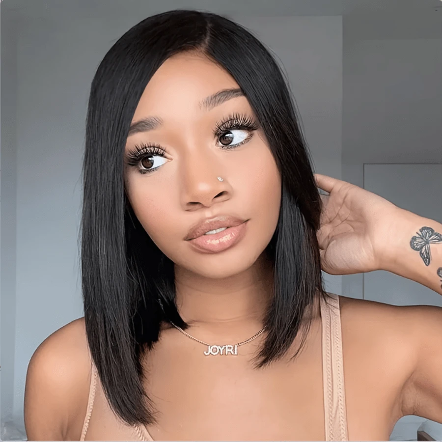 NATAN Chic Ombre Brown 12" Bob Wig For Women - Soft, Straight Synthetic Hair With Side Part, No Bangs | Natural-Looking, Easy To Style & Wear, High-Quality Shoulder-Length Wig, Versatile Hair Wig|Side Part Wig|Highquality Synthetic, Wig Accessories - Natural & Black - View 1