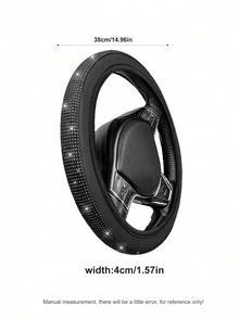 Juego de alfombrillas de coche con diamantes brillantes: Disponible en 5 piezas (alfombrillas + funda para volante), 4 piezas (alfombrillas completas del coche) o 1 pieza (funda para volante). Rhinestones brillantes, resistente al agua y antideslizante, adecuado para sedanes, SUV y - Estilo A - Ver 4