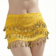 一件手工制作的多色人像金属布腰裙，装饰性肚皮舞裙，略带做旧效果，锚形图案，适合舞台表演。波西米亚风、复古风、派对、夜生活、海滩装扮、节日服装及配饰 - 彩色 - 查看 21