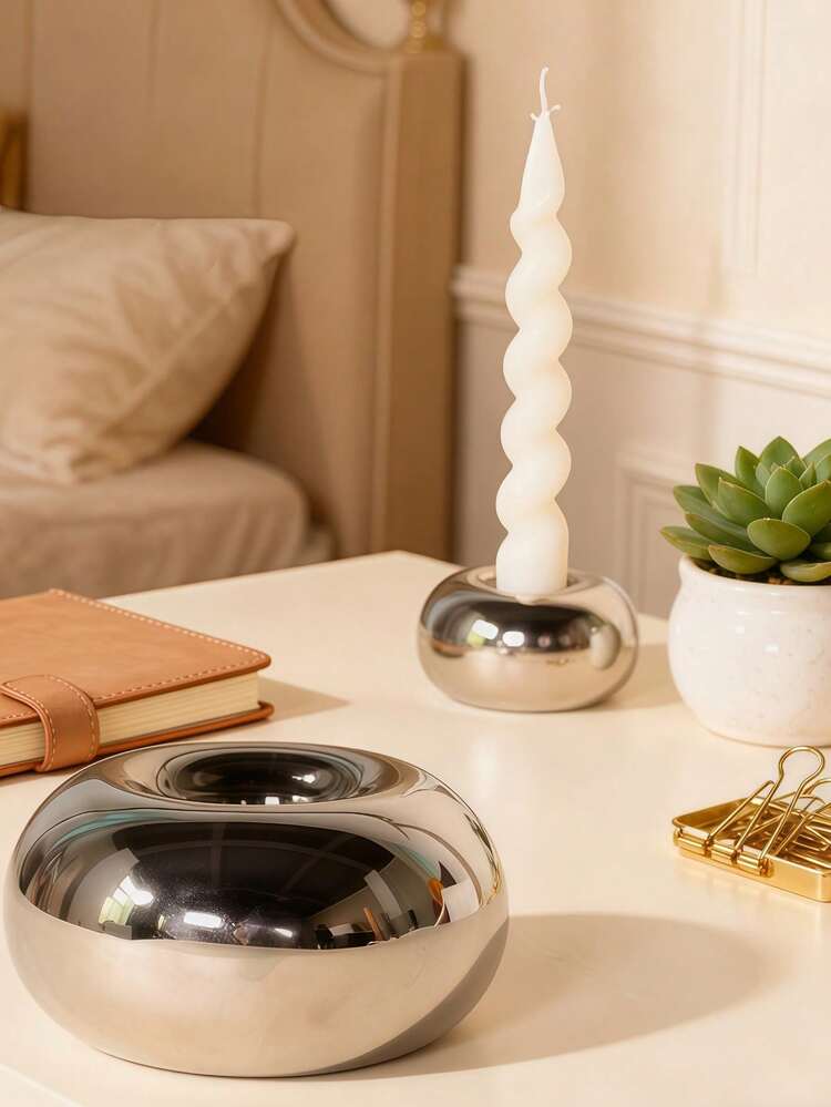 现代树脂球形烛台装饰茶蜡烛台，家居美学，北欧简约桌面摆件，适用于客厅、卧室、浴室和办公室，时尚乔迁礼物，营造温馨氛围，多功能装饰，适合节日派对和日常休闲。 - 彩色 - 查看 2