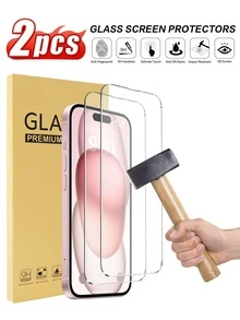 2 st. skärmskydd i härdat glas, kompatibelt med 17/Air/17 Pro/17 Pro Max/16 Pro Max/15 Pro Max/14 Pro Max/13/12/11 Pro Max-serien. 9H-hårdhet, reptålig, fingeravtrycksskyddande, oljeskyddande, högupplöst beröringskänslig, skyddande film i härdat glas för mobiltelefoner. - Genomskinlig - Visa 16