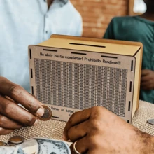 1pc Wooden Cash Savings Coin Bank, Mexican Peso Coin Piggy Bank With Currency Goal And Digit Counter, Large Capacity, DIY Assembly, Best Gift For Friends To Save Money - Multicolor - View 5