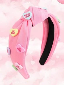 1pc Sweet & Elegant Solid Color Fabric Letter Heart Headband, Wide Knotted Headpiece For Women, Suitable For Party, Valentine's Day, Casual Wear, Gift For Girlfriend ,Hair Hoop Hairband For Women ,Diadema - Nhiều màu - Xem 7