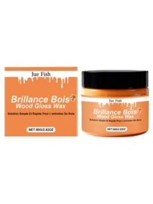 JUE FISH 1瓶/80克 木材护理抛光蜂蜡，家具翻新、增亮、除油、抛光、滋养木材表面、保护木材免受损伤、保持木材外观、增强光泽。易于涂抹，不留残渣，为您的木质表面提供完美的抛光效果。