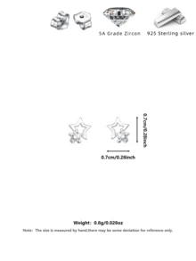 S925 Sterling Silver Shiny Zirconia Hollow Star Stud Earrings, Hypoallergenic For Men & Women, Christmas & Thanksgiving Gift, Comes With Elegant Gift Box - Silver - View 3