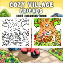 40 Pages - 200g, Warm Village Cute Bear Motorcycle Coloring Book, Soft Skin Paper Coloring Book, Warm And Healing Style, Riding Motorcycle Cute Bear Pattern, Pink And Brown Color Scheme, Includes Heart-Shaped Helmet Detail, Stress Relief Coloring, Suitable For Stationery, School Supplies, Suitable As A Gift For Girls, Valentine's Day, New Year - Cozy Village Friends - View 2