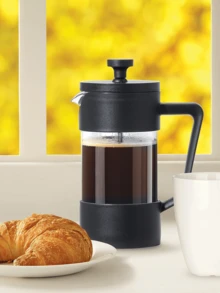 1个12盎司硼硅酸盐玻璃法式滤压咖啡壶，单杯咖啡壶，3杯容量，黑色咖啡壶。法式滤压咖啡过滤器。可用于冲泡茶和咖啡。法式滤压咖啡机。多功能茶和咖啡壶。法式滤压。可分离沉淀物，浓缩咖啡萃取器 - 黑色 - 查看 5