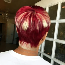 短款真人发精灵短发假发 613/红色 613/99j 短款刘海假发 真人发假发 女士精灵短发假发 - 彩色 - 查看 6