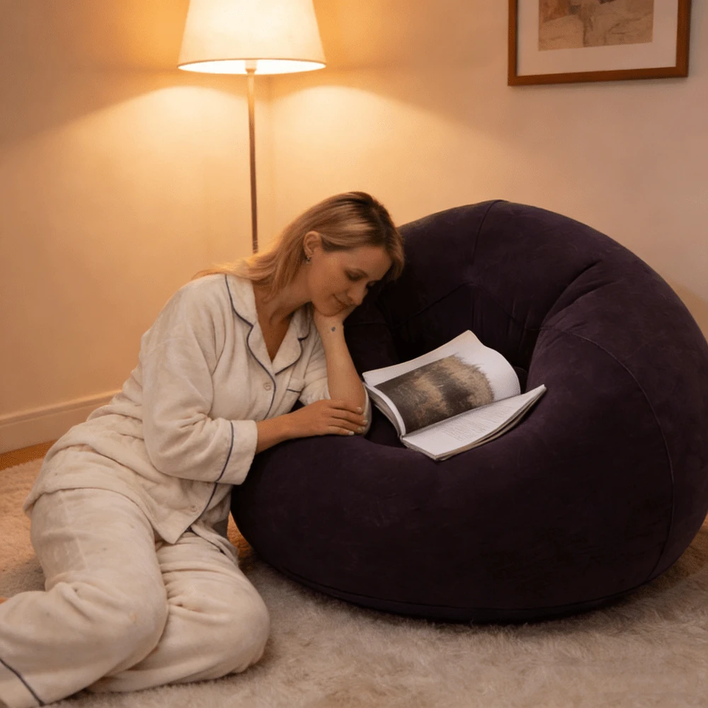 Inflatable Bean Bag Chairs Outdoor Blow Up Camping Chairs Inflatable Lazy Sofa Folding Portable Bean Bag Loungers Couch For Movie Night - Multicolor - View 1