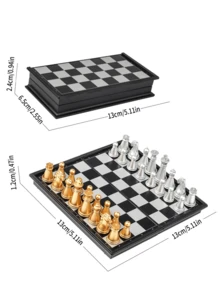 1套磁性国际象棋/飞行国际象棋游戏，小巧可折叠棋盘游戏 - 适合旅行、与亲朋好友聚会、休闲娱乐，也可作为节日礼物 - 彩色 - 查看 2