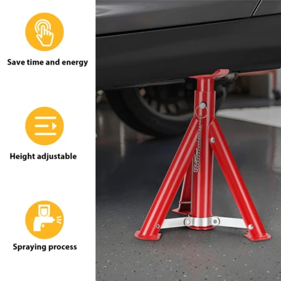 Set Of 2pcs 3 Ton Heavy Duty Axle Stand Floor Jack Car Repair Tool Adjustable, Made Of High Quality Strong Steel, Sturdy And Durable Axle Stand, 4 Height Positions, Heights Can Be Adjusted Flexibly.