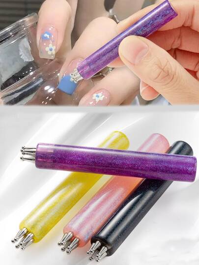 1 Piece - Five-Petal Nail Art Pen Nail Art Shaping Tool. Acrylic Multi-Color Nail Art Pen. One Stroke To Complete, Can Create DIY Various Small Daisy And Rose Petal Flower Nail Art Styles And Patterns. Suitable For Nail Salons And Home Nail Art Making For Handmade Spring And Summer Styles On Nail Surfaces And Nail Tips Decoration.