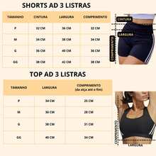 Conjunto Feminino Academia Ad 3 Listras Grosso Zero Transparência Top Zíper e Shorts Elasticidade Verão Moda Fitness Projeto Elegante Levanta Bumbum - Preto - Visão 5