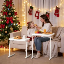 Tilting TV Tray Folding Table 22" Height Adjustable, Portable Multifunctional Portable Eating Dinner And Laptop Drawing Table On Bed Sofa - White - View 2
