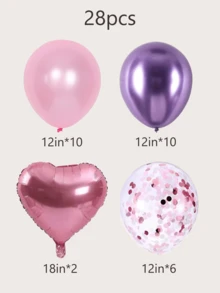 28pcs Sequin Decor Balloon, Back To School Valentine Day - Multicolor - View 7