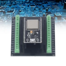 Placa expansión ESP32, compatible NodeMCU-32S Lua 38Pin GPIO. Diseño doble capa, buen contacto y señal estable. Funciones avanzadas: conmutador antenas, convertidor RF, amplificadores, filtros y gestión energía. Soporta modos AP, STA y coexistencia. Segura y confiable, adaptable a diversas aplicaciones. Ideal para duplicar pines GPIO. Componentes de calidad, perfecta para proyectos inteligentes. Tamaño: 77x63mm. Material: FR4. - Negro - Ver 8